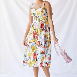Urban Outfitters Positano Linen Tie-Shoulder Midi Dress